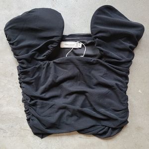 Black ruched cut out corset top